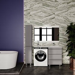 Style Line Тумба с раковиной под стиральную машину Леон 120 R 3 ящика Люкс Plus серая матовая – фотография-6